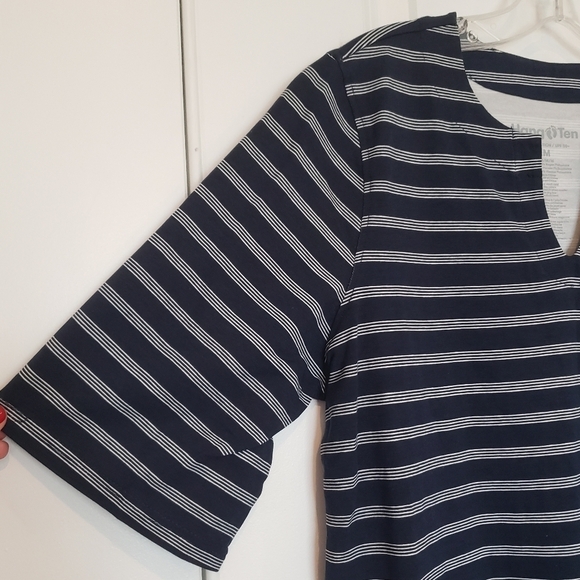 Hang Ten Navy White Stripe Short Sleeve T-shirt Dress UV Protection UPF 50+ M - Picture 3 of 9